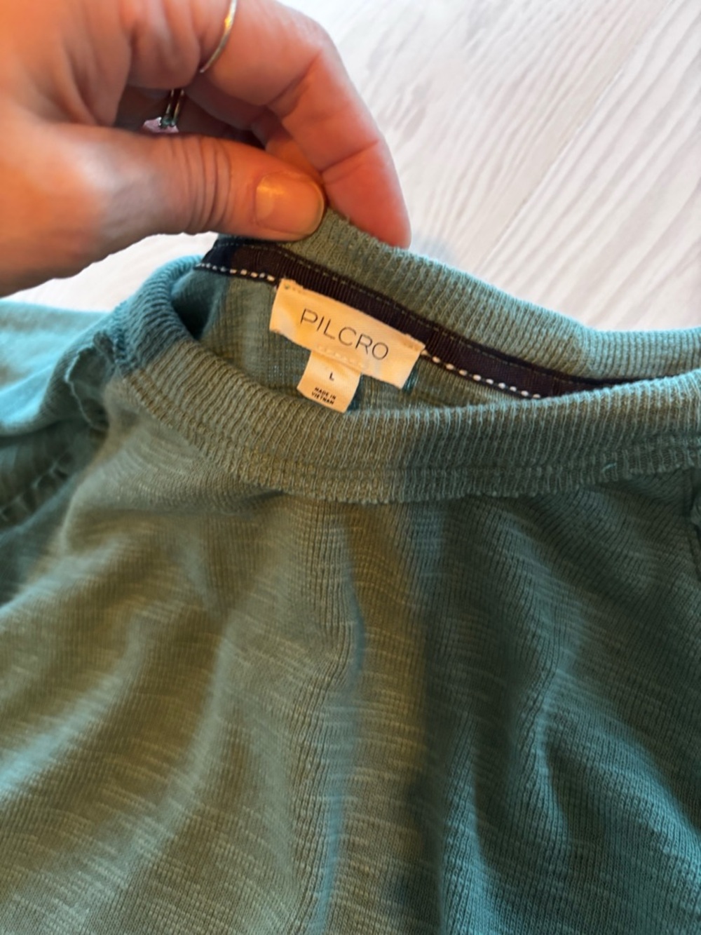 Pilcro Light Teal Raglan Shirt With Ruffle Detailing Size Large - Picture 5 of 5